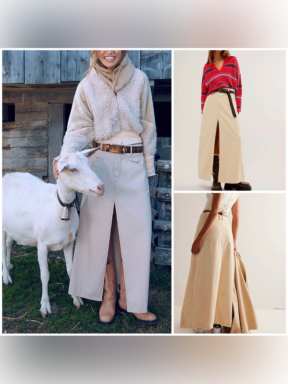 NWT Free People We the Free Come As You Are Cord Maxi Skirt - Beechwood - 4
